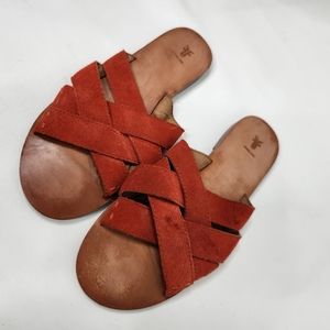 Frye Carla Criss Cross Red Suede Sandal